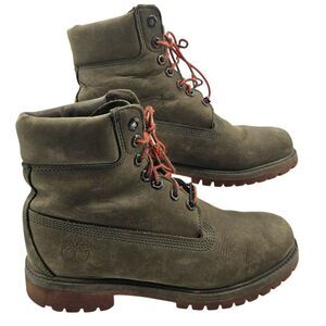Timberland Mens 7.5 Premium 6" Waterproof Boots Green Nubuck *Needs New Laces